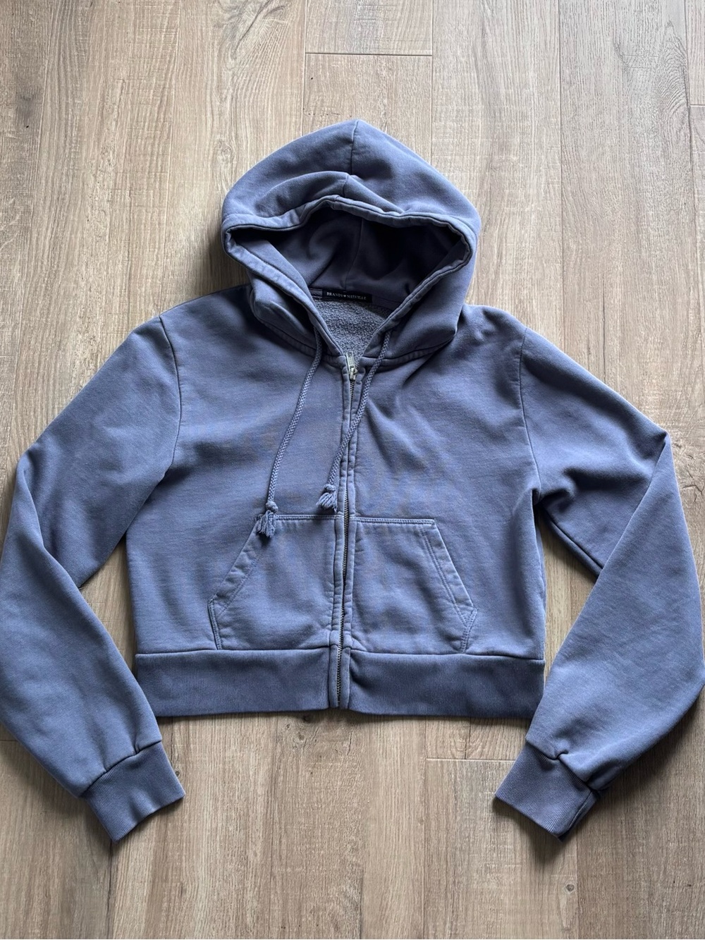 Brandy Melville Full Zip Cropped Hoodie in Grey